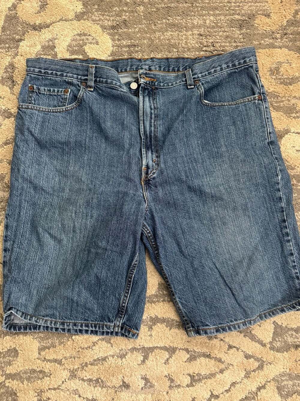 Levis Mens 505 Denim Shorts Blue Flat Front Pockets High Rise 100% Cotton 38W,